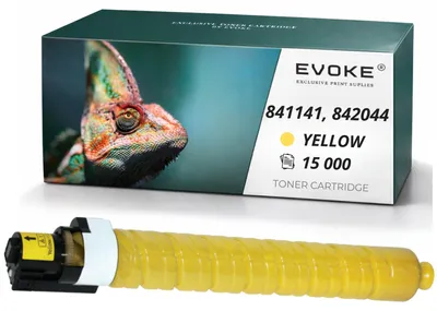 Obrázok produktu pre Kompatibilná tonerová kazeta Evoke pre tlačiareň Ricoh MPC-2800, 3300Y, s číslami dielov 841141, 842044, žltá, výtlačnosť 15 000 strán, kompatibilná s modelmi Aficio MP C2800, C3300, C3001, C3501