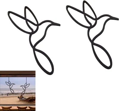 Produktbild von 2 hängende Fensterdekorationen mit Vogelmotiv im Linienwerk, minimalistischer Stil für moderne Fensterdekoration
