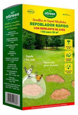 Produktbild von Agreen Schnell Nachsaatfähige Rasenfläche Mit Vogelschreck 1kg Durchsichtig  Durchsichtig One Size