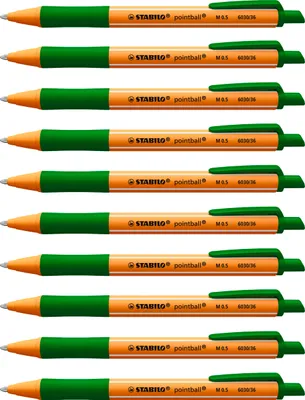 Produktbild von Druck-Kugelschreiber - STABILO pointball - 10er Pack - grün