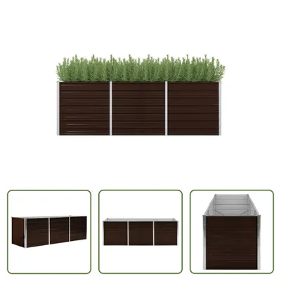Immagine prodotto di The Living Store Letto da giardino rialzato Brown 240 x 80 x 77 cm Acciaio zincato