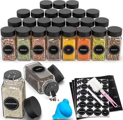 Produktbild von Glas Gewürzbehälter mit Deckel 24er Set Küche