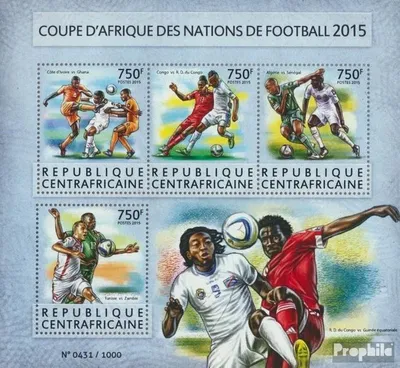Produktbild von Briefmarken Zentralafrikanische Republik 2015 Mi 5625-5628 Kleinbogen (kompl. Ausgabe) postfrisch Fußball