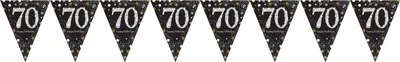 Produktbild von Golden 70th Birthday Wimpelkette 4m