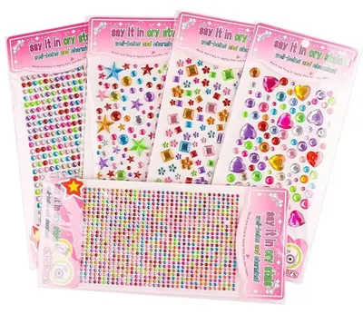5 Bogen selbstklebende Acryl-Glitzersteine, bunt, für Basteln & Deko
