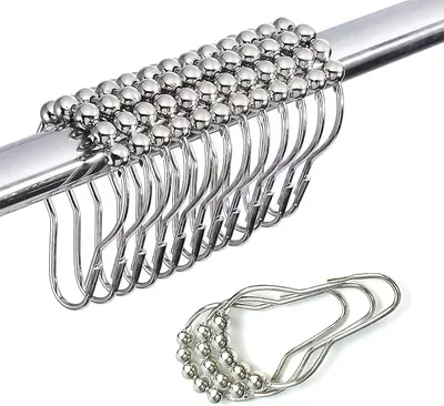 Obrázek produktu pro 12 sprchových kroužků z nerezové oceli 64 x 38 mm, posuvný systém pro okna, dveře a sprchy