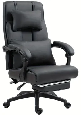 Image de Gamestoel – Fauteuil de bureau ergonomique en similicuir, avec dossier haut et repose-pieds