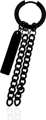 Produktbild von Creolen Ohrringe 316L Chirurgenstahl 17mm schwarz mit Balken- und Kettenanhängern