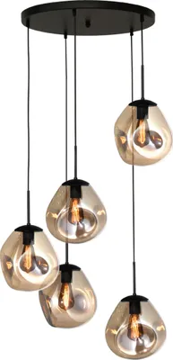 Produktbild von masterlight Pendelleuchte Lava 5-flammig Glas Gold 60x60cm