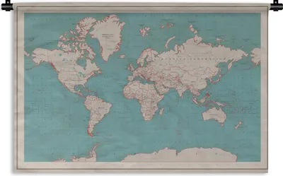 Produktbild von MuchoWow® Wandteppich Wandbehang Weltkarte - Vintage - Atlas - Kinder - Jungen - Mädchen 120x80 cm Tapisserie Dekoration Wandtuch - Wanddekorationen - Wandtücher