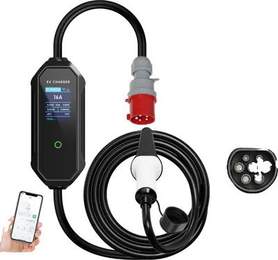 Immagine prodotto di Caricabatterie portatile per veicoli elettrici, potenza 11 kW, controllo intelligente APP, 11kW tipo 2 5m
