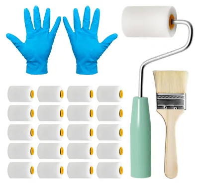 Produktbild von 29-teiliges Farbroller-Set: Farbwalzen und Schaumwalzen mit Griff, 2 Zoll Malerset für Wandfarbe, 5 cm Farbroller für Möbel, Türen, Wände und Decken