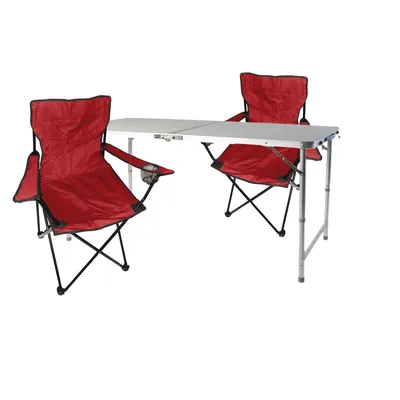 3-teiliges Campingmöbel Set rot Tisch höhenverstellbar +Stühle mit Tasche