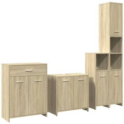 Produktbild von Cloris DesignMöbel 4-tlg. Badmöbel-Set Sonoma-Eiche Holzwerkstoff - Badezimmerschränke DE451716