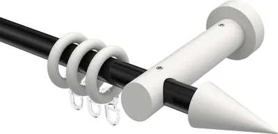 Produktbild von Interdeco Gardinenstange / Vorhangstange Schwarz / Weiß, Typ Talena Siveo (Kegel), 20 mm Ø 1-läufig, 120 cm
