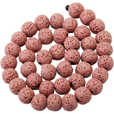 Image de Collier de perles de lave, 10 mm, rose, pour la fabrication de bijoux, idéal pour la création de bijoux faits maison et comme diffuseur