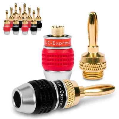Produktbild von Bananenstecker für Lautsprecherkabel 12 Stecker NEXMEX Vergoldet Steckverbinder