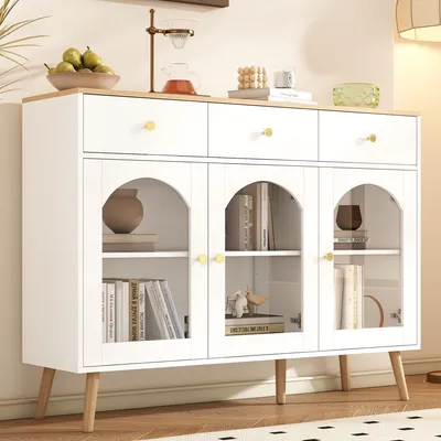 Produktbild von Odikalo Wohnzimmer-Set Wohnzimmergarnitur Sideboard 1 Couchtisch 2 Anrichten TV-Ständer Weiß