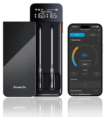 Fleischthermometer kabellos, Bluetooth/WiFi, 2 Sonden, ±1,8 °F, IP68