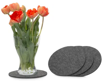 Immagine prodotto di Omgoods - Sottobicchieri in feltro - Set di 4, forma rotonda, diametro 25 cm - Grigio scuro