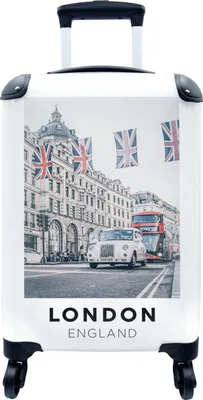 Produktbild von MuchoWow® MuchoWow® Koffer Handgepäck Trolley Rollkoffer Kleine Reisekoffer mit 4 Rollen - England - London - Flagge - Cabin Size < 55x40x23 cm & 55x40x20 cm - Fotokoffer - Kabinenkoffer - Boardgepäck