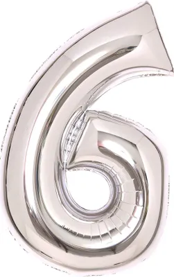 Image de AMSCAN 9913231 Ballon en plastique XL chiffre 6 - 63 cm, argenté