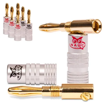 Produktbild von 8x Bananenstecker Bananas vergoldet High End Nauc Banana 24K für Kabel bis 6mm²