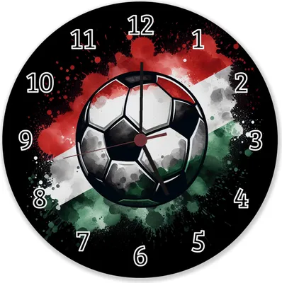 Produktbild von Fußball Ungarn Flagge Wanduhr aus Alu