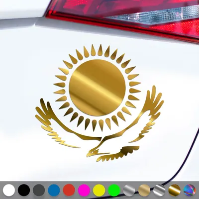 Produktbild von PantherPixel Kasachstan Aufkleber Wappen Fahne Adler Kasachisch Sticker Auto Geschenkidee Farbe Chrom-Gold