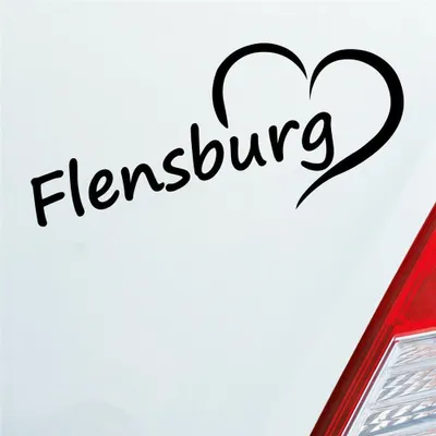 Produktbild von Auto Aufkleber Flensburg Herz Stadt City Liebe Love 18,5x8 cm Schwarz Glanz Sticker Heckscheibenaufkleber