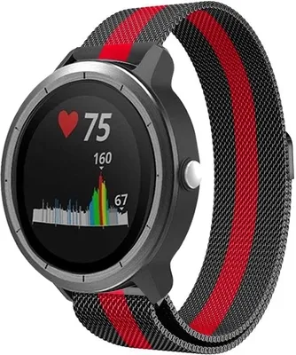 Produktbild von Strap-it Garmin Vivoactive 3 Milanese Armband (Schwarz / Rot)