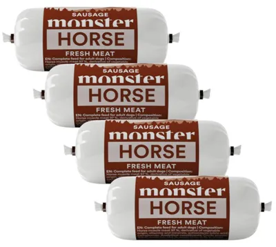 Produktbild von Monster Dog Sausage Horse 4x80g Vollwertiges Nassfutter für Hunde Pferdewurst
