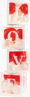 Produktbild von LOVE Ballonboxen 4er Set – Deko Würfel für Valentinstag & Events