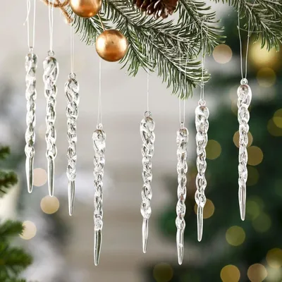 Produktbild von Christbaumschmuck Eiszapfen Anhänger Acryl Transparent 36 Stück