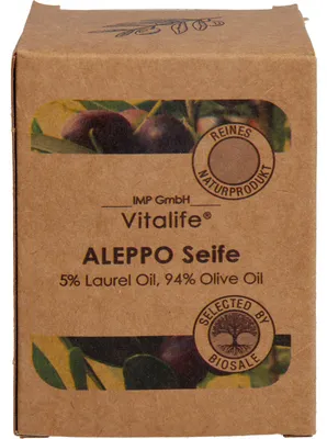 Immagine prodotto di Vitalife Sapone di Aleppo per la pulizia e la cura della pelle sensibile e secca, 1 saponetta