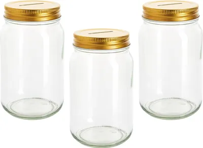 Produktbild von VBS Spardose "Sparglas", 3 Stück