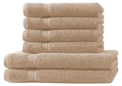 Produktbild von 6 tlg. Handtuch Set - Beige - 500g/m²  - 2 Duschtuch 4 Handtuch - 100% Baumwolle