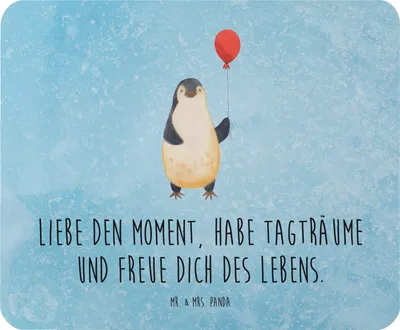 Produktbild von Mr. & Mrs. Panda Mauspad Pinguin Luftballon - Eisblau - Geschenk, Mauspad Büro, Pinguine, Büroausstattung, PC Zubehör, Tagträume, Kind, neues Leben, Jahrmarkt, Glück