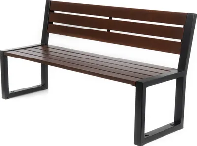 Produktbild von Parkbank Gartenbank Stahl Massiv Holz Palisander Gestell Gartenmöbel Sitzbank 02004