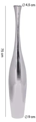 Image de Vase décoratif FineBuy 75 cm - Décoration en aluminium - Décoration d'intérieur moderne - Vase à fleurs - Couleur argent - Décoration de table - Vase design - Vase de table
