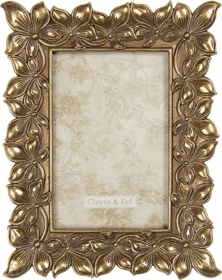 Image de Clayre & Eef Cadre photo 10x15 cm Or Plastique Fleurs