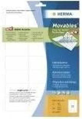 Obrázek produktu pro HERMA Movables - samolepicí - bílé - 63,5 x 38,1 mm 525 ks (25 listů x 21) štítků