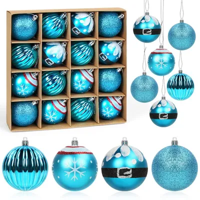 Weihnachtskugeln blau, 16 Stück, Ø 6 cm, Dekoset