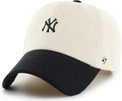 A studio shot of a New York Yankees baseball cap.