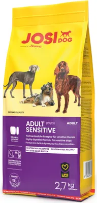 A bag of dog food with images of dogs on it.