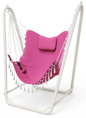 Immagine prodotto di Sedia a dondolo sospesa, struttura robusta, adatta per interni ed esterni, colore rosa, capacità di carico: 160 kg