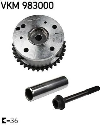 Produktbild von SKF VKM 983000 Nockenwellenversteller für VW GOLF VI (5K1) Einlass 36-Zähne