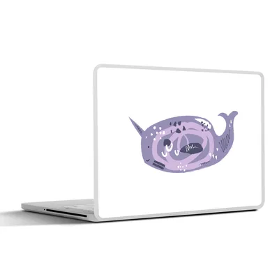 Produktbild von MuchoWow® Laptop Aufkleber Sticker Cover Fische - Tiere - Lila - Aquarell 30x21 cm - Sticker für Laptop - Selbstklebend