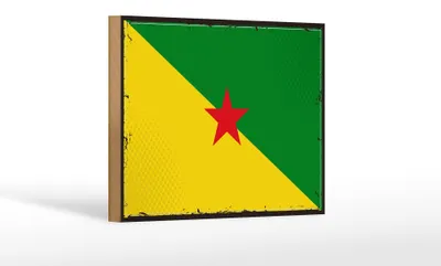 Produktbild von Holzschild Flagge Französisch-Guayanas 18x12 cm Retro Flag Dekoration