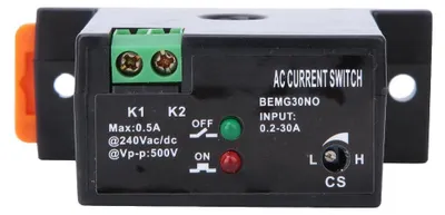 A close-up, front-facing view of an AC current switch.